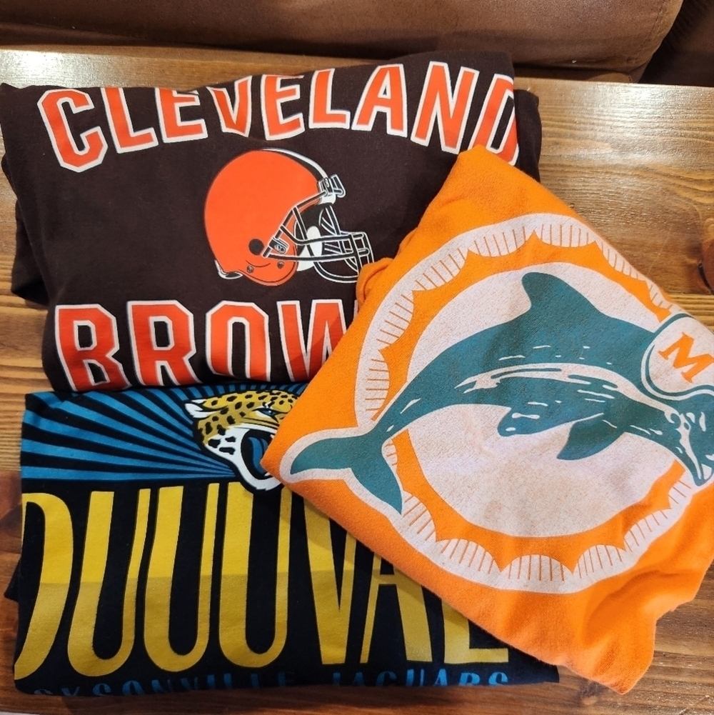 NFL Fanatics T Shirt Lot Large XL Browns Jaguars Short Sleeve 3 Tees